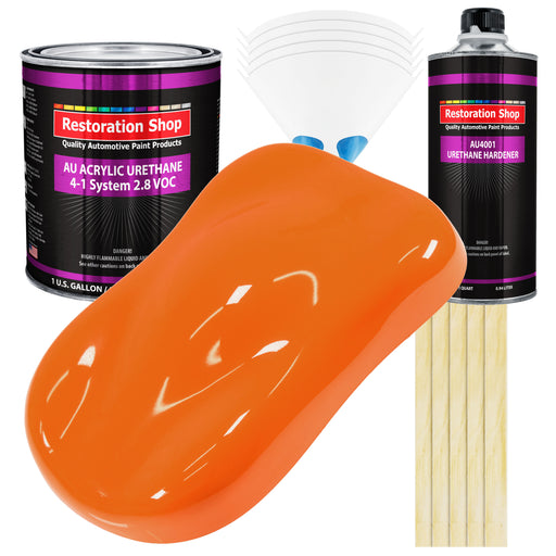 California Orange Acrylic Urethane Auto Paint - Complete Gallon Paint Kit - Professional Single Stage Automotive Car Coating, 4:1 Mix Ratio 2.8 VOC