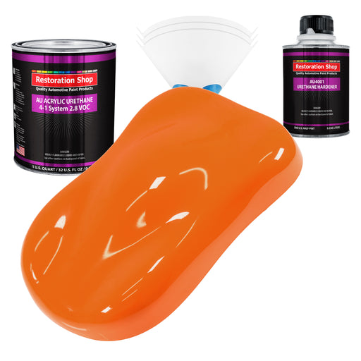 California Orange Acrylic Urethane Auto Paint (Complete Quart Paint Kit) Professional Single Stage Automotive Car Truck Coating, 4:1 Mix Ratio 2.8 VOC