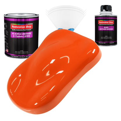 Hugger Orange Acrylic Urethane Auto Paint - Complete Quart Paint Kit - Professional Single Stage Automotive Car Truck Coating, 4:1 Mix Ratio 2.8 VOC