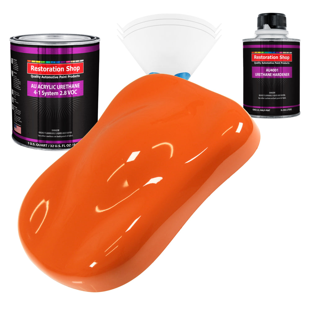 Sunset Orange Acrylic Urethane Auto Paint - Complete Quart Paint Kit - Professional Single Stage Automotive Car Truck Coating, 4:1 Mix Ratio 2.8 VOC