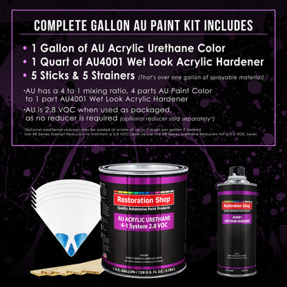 Sterling Silver Metallic Acrylic Urethane Auto Paint - Complete Gallon Paint Kit - Pro Single Stage Automotive Car Truck Coating 4:1 Mix Ratio 2.8 VOC