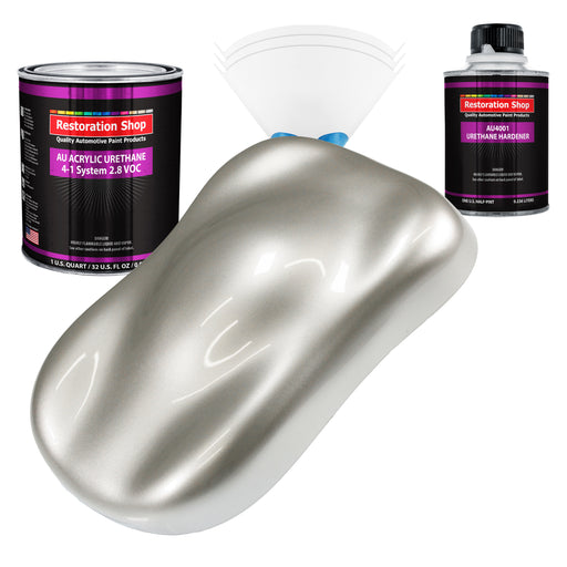 Sterling Silver Metallic Acrylic Urethane Auto Paint (Complete Quart Paint Kit) Professional Single Stage Automotive Car Coating 4:1 Mix Ratio 2.8 VOC