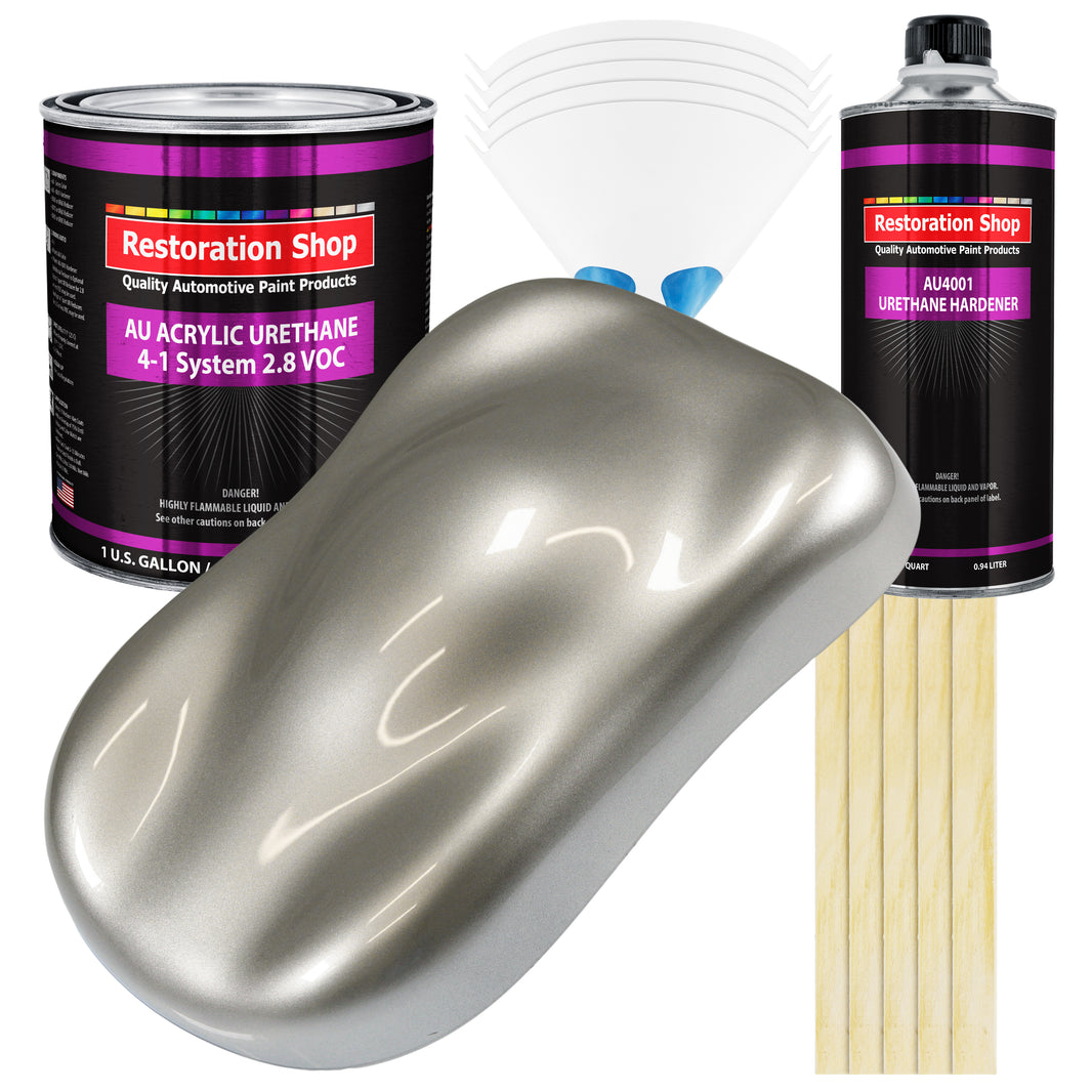 Pewter Silver Metallic Acrylic Urethane Auto Paint (Complete Gallon Paint Kit) Professional Single Stage Automotive Car Coating, 4:1 Mix Ratio 2.8 VOC