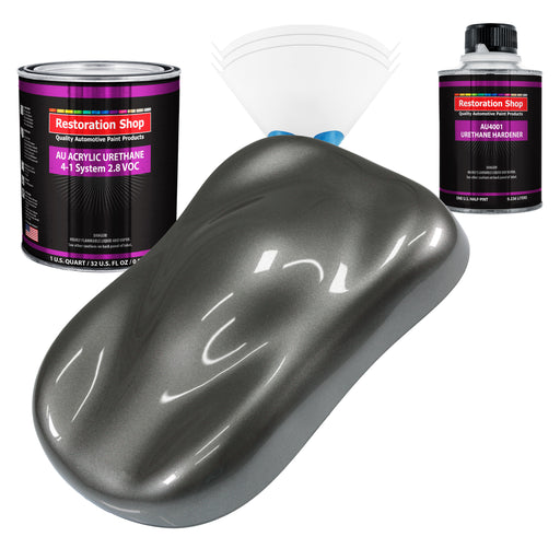 Dark Charcoal Metallic Acrylic Urethane Auto Paint - Complete Quart Paint Kit - Professional Single Stage Automotive Car Coating 4:1 Mix Ratio 2.8 VOC
