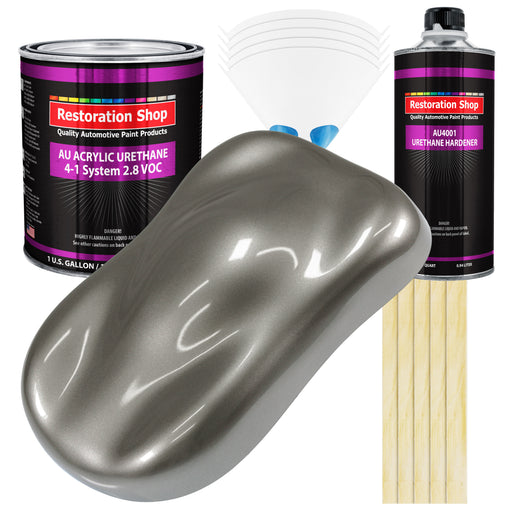 Graphite Gray Metallic Acrylic Urethane Auto Paint (Complete Gallon Paint Kit) Professional Single Stage Automotive Car Coating, 4:1 Mix Ratio 2.8 VOC