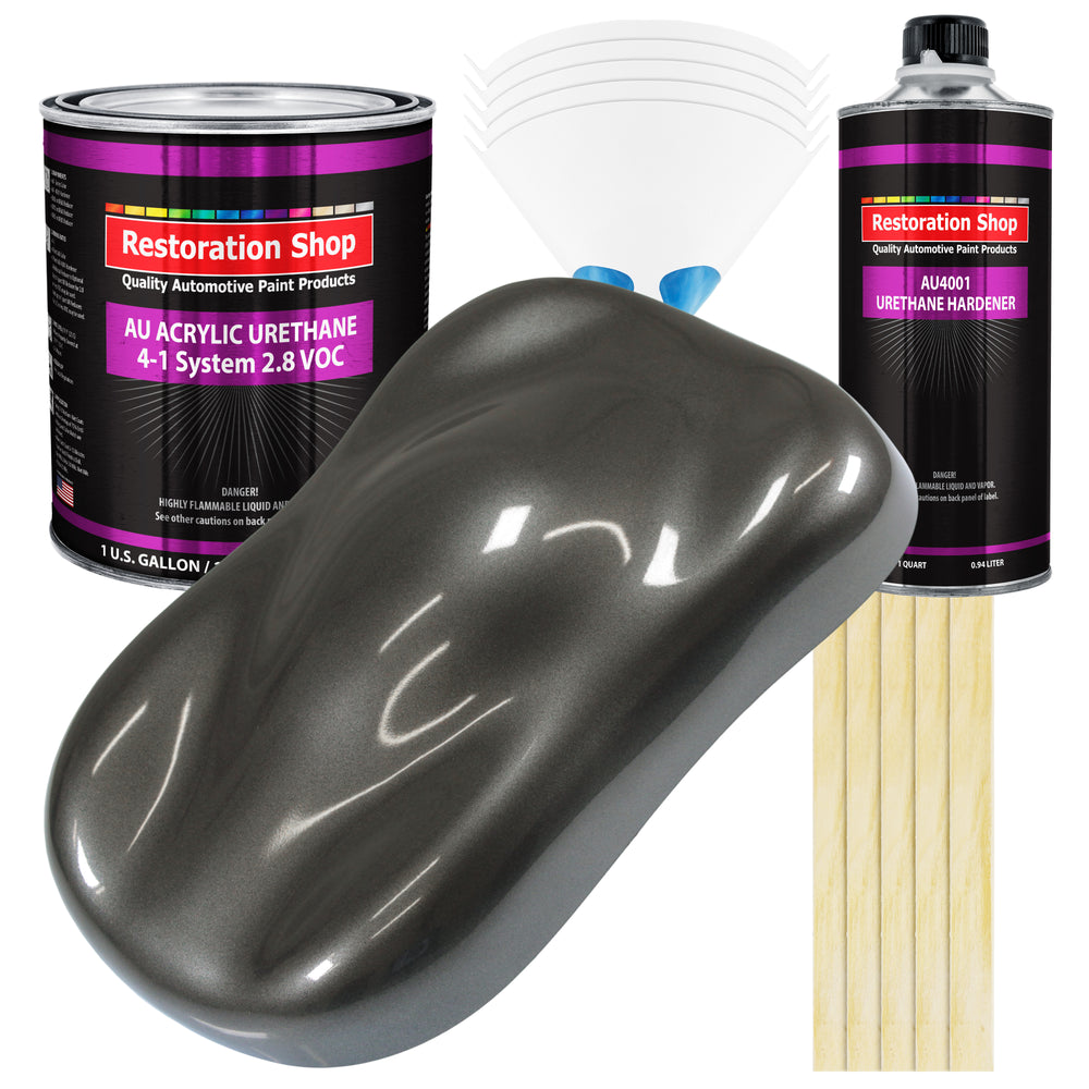 Anthracite Gray Metallic Acrylic Urethane Auto Paint - Complete Gallon Paint Kit - Pro Single Stage Automotive Car Truck Coating 4:1 Mix Ratio 2.8 VOC