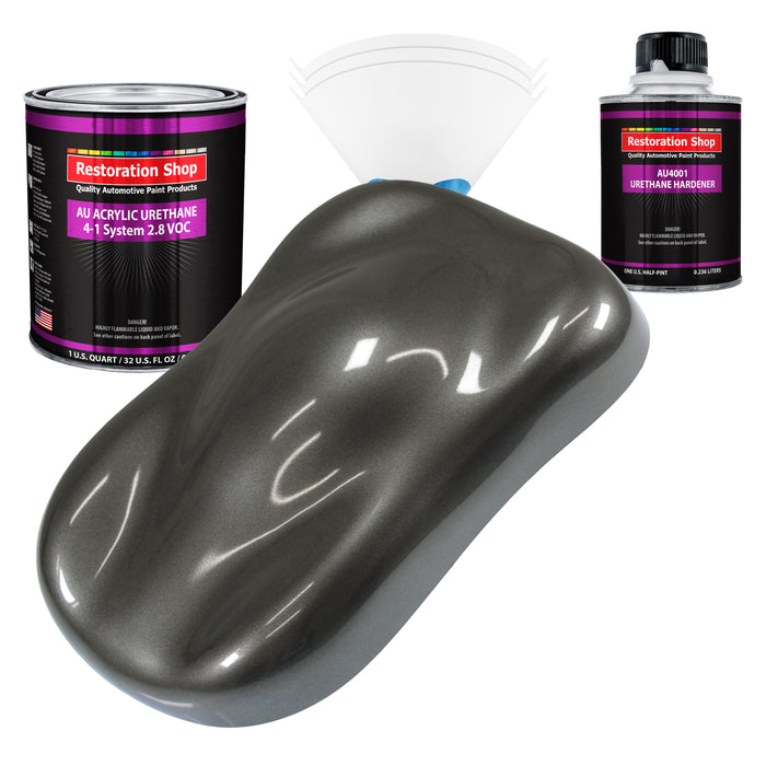 Anthracite Gray Metallic Acrylic Urethane Auto Paint (Complete Quart Paint Kit) Professional Single Stage Automotive Car Coating 4:1 Mix Ratio 2.8 VOC