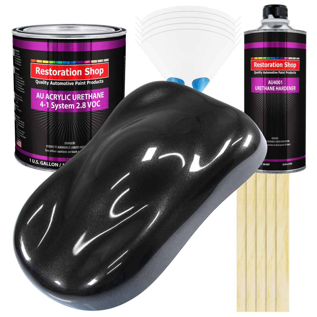 Black Sparkle Metallic Acrylic Urethane Auto Paint (Complete Gallon Paint Kit) Professional Single Stage Automotive Car Coating, 4:1 Mix Ratio 2.8 VOC