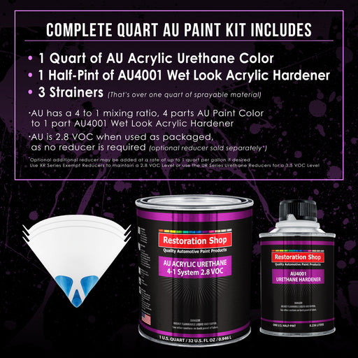 Black Sparkle Metallic Acrylic Urethane Auto Paint - Complete Quart Paint Kit - Professional Single Stage Automotive Car Coating 4:1 Mix Ratio 2.8 VOC