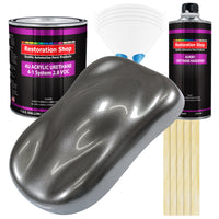 Meteor Gray Metallic Acrylic Urethane Auto Paint - Complete Gallon Paint Kit - Professional Single Stage Automotive Car Coating, 4:1 Mix Ratio 2.8 VOC