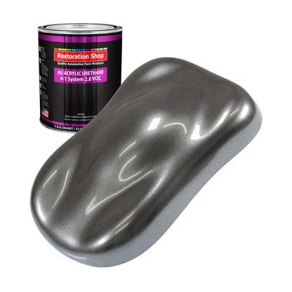 Meteor Gray Metallic Acrylic Urethane Auto Paint - Quart Paint Color Only - Professional Single Stage High Gloss Automotive Car Truck Coating, 2.8 VOC