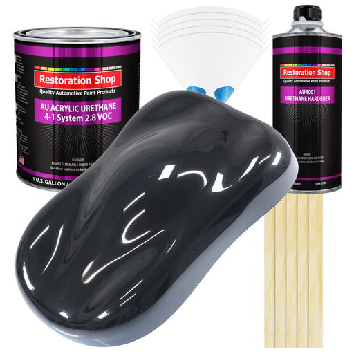 Phantom Black Pearl Acrylic Urethane Auto Paint - Complete Gallon Paint Kit - Professional Single Stage Automotive Car Coating, 4:1 Mix Ratio 2.8 VOC