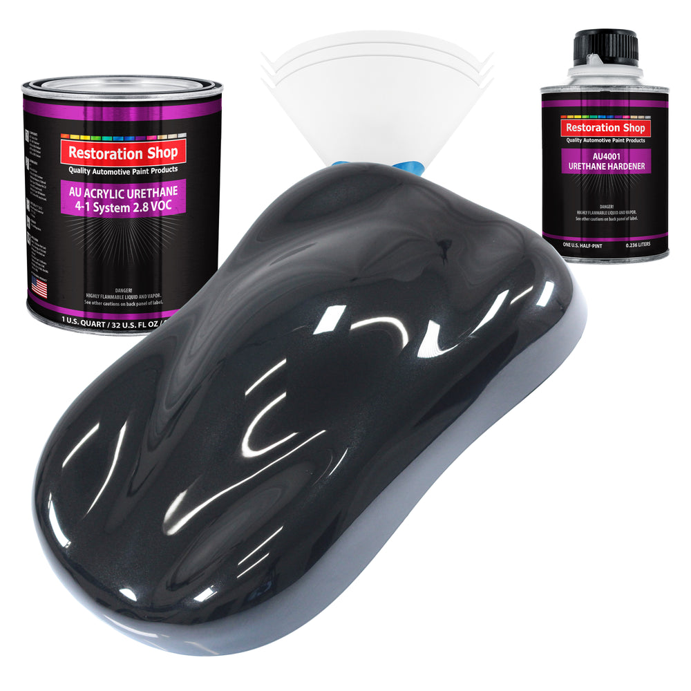 Phantom Black Pearl Acrylic Urethane Auto Paint - Complete Quart Paint Kit - Professional Single Stage Automotive Car Coating, 4:1 Mix Ratio 2.8 VOC