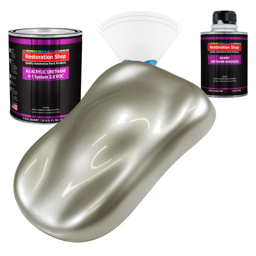 Galaxy Silver Metallic Acrylic Urethane Auto Paint - Complete Quart Paint Kit - Professional Single Stage Automotive Car Coating 4:1 Mix Ratio 2.8 VOC