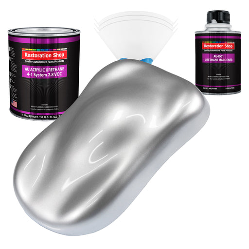 Iridium Silver Metallic Acrylic Urethane Auto Paint (Complete Quart Paint Kit) Professional Single Stage Automotive Car Coating, 4:1 Mix Ratio 2.8 VOC