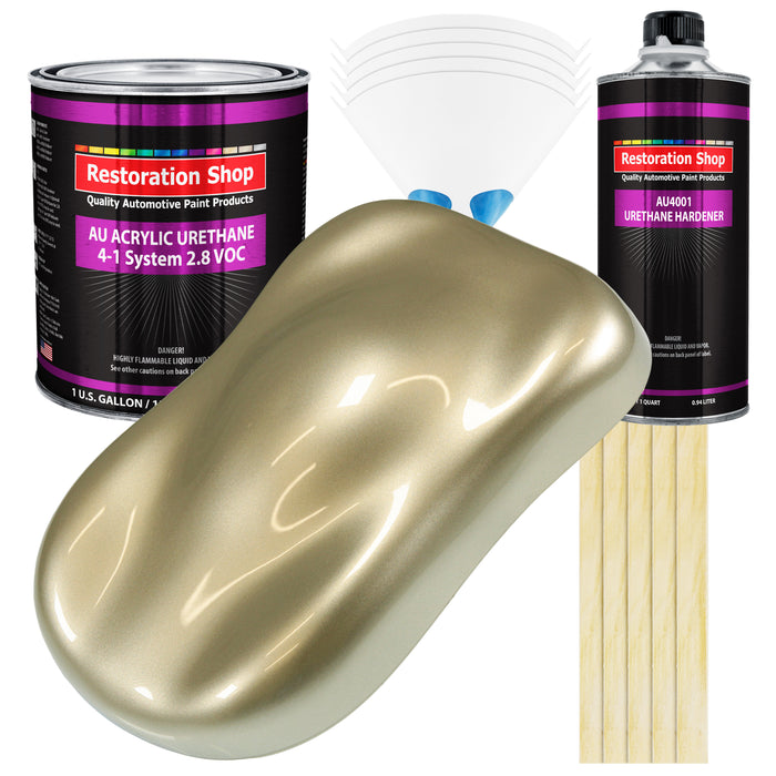Champagne Gold Metallic Acrylic Urethane Auto Paint (Complete Gallon Paint Kit) Professional Single Stage Automotive Car Coating 4:1 Mix Ratio 2.8 VOC