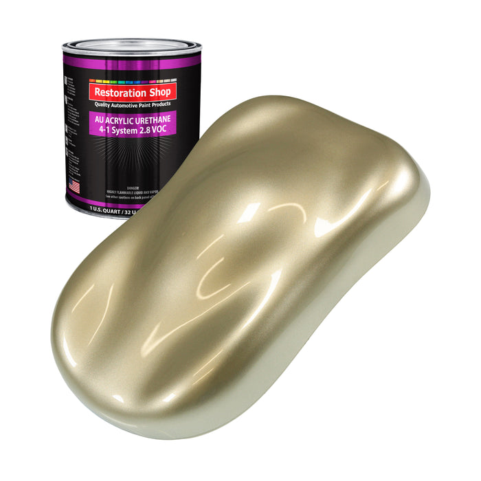 Champagne Gold Metallic Acrylic Urethane Auto Paint - Quart Paint Color Only - Professional Single Stage Gloss Automotive Car Truck Coating, 2.8 VOC