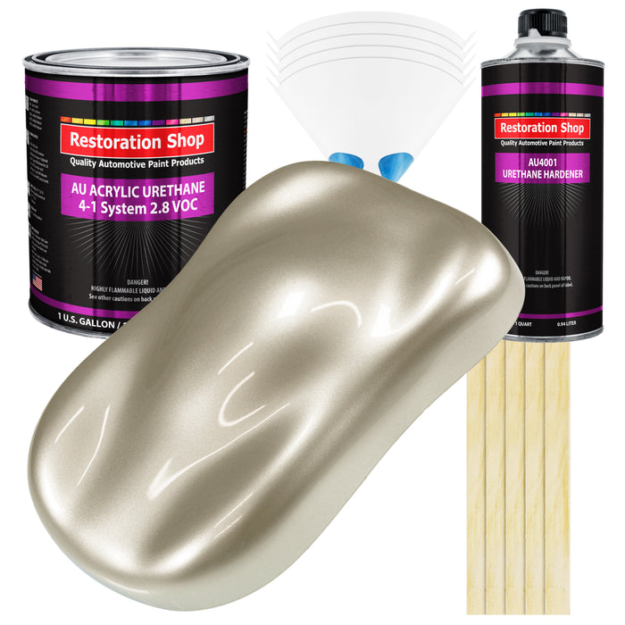 Gold Mist Metallic Acrylic Urethane Auto Paint - Complete Gallon Paint Kit - Professional Single Stage Automotive Car Coating, 4:1 Mix Ratio 2.8 VOC