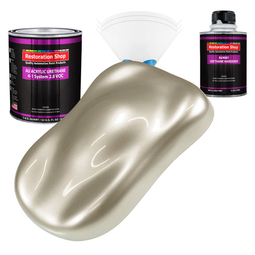 Gold Mist Metallic Acrylic Urethane Auto Paint - Complete Quart Paint Kit - Professional Single Stage Automotive Car Coating, 4:1 Mix Ratio 2.8 VOC