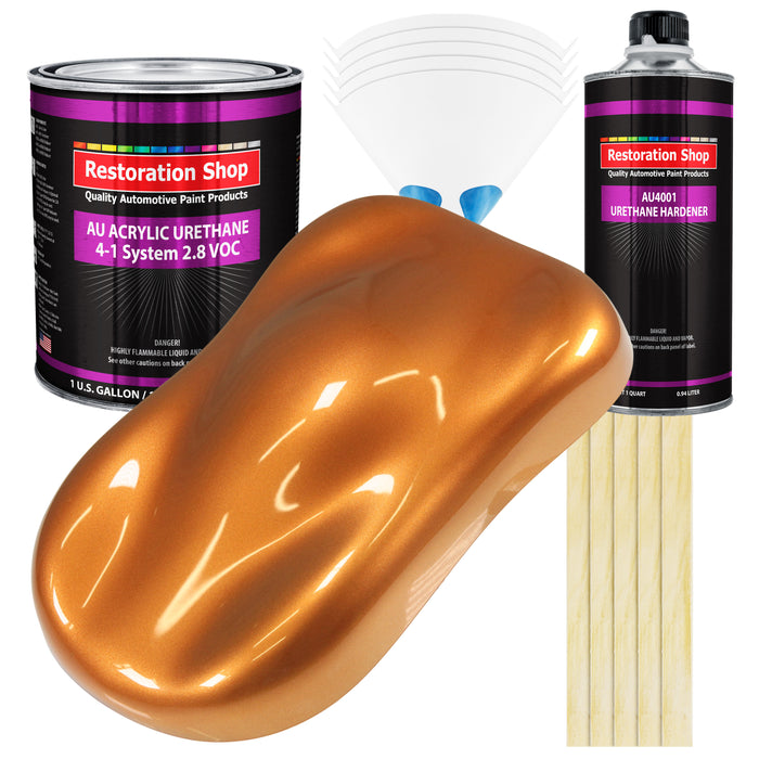 Sunburst Orange Metallic Acrylic Urethane Auto Paint - Complete Gallon Paint Kit - Pro Single Stage Automotive Car Truck Coating 4:1 Mix Ratio 2.8 VOC