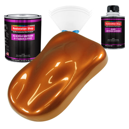 Atomic Orange Pearl Acrylic Urethane Auto Paint - Complete Quart Paint Kit - Professional Single Stage Automotive Car Coating, 4:1 Mix Ratio 2.8 VOC