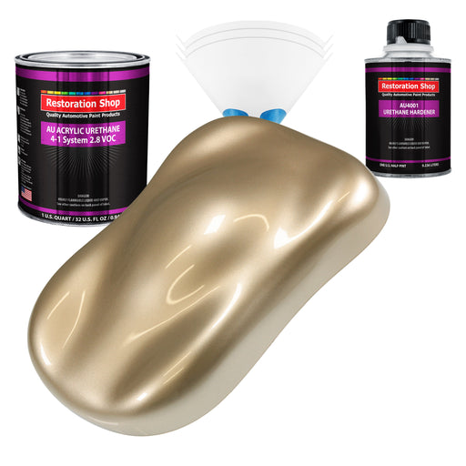 Driftwood Beige Metallic Acrylic Urethane Auto Paint (Complete Quart Paint Kit) Professional Single Stage Automotive Car Coating 4:1 Mix Ratio 2.8 VOC