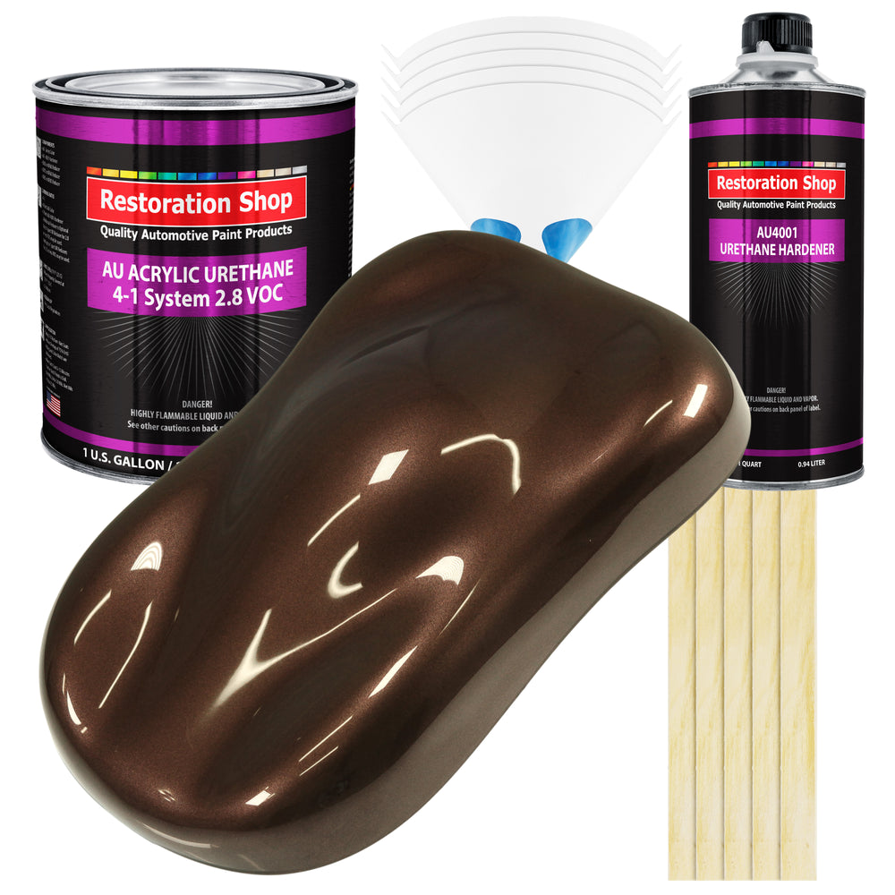 Mahogany Brown Metallic Acrylic Urethane Auto Paint (Complete Gallon Paint Kit) Professional Single Stage Automotive Car Coating 4:1 Mix Ratio 2.8 VOC