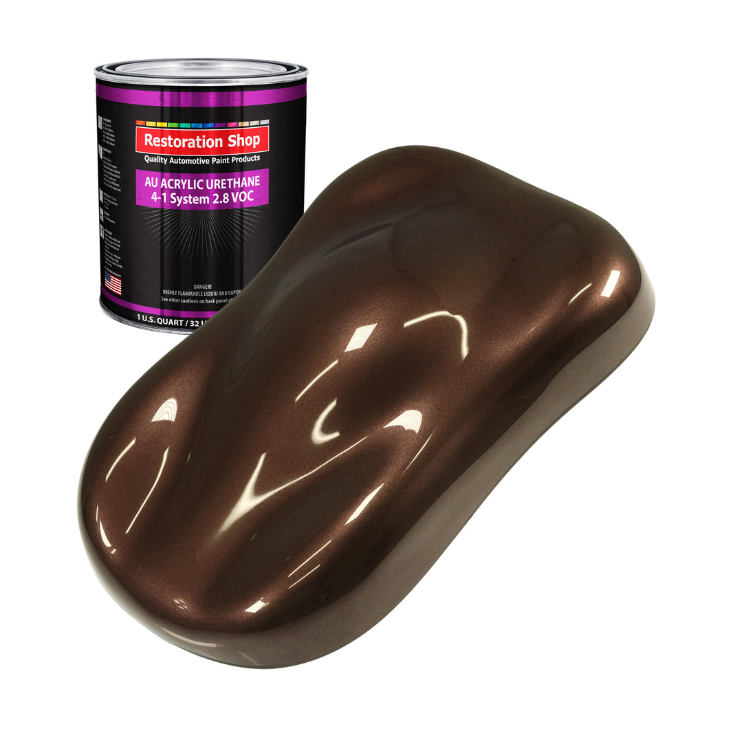 Mahogany Brown Metallic Acrylic Urethane Auto Paint - Quart Paint Color Only - Professional Single Stage Gloss Automotive Car Truck Coating, 2.8 VOC