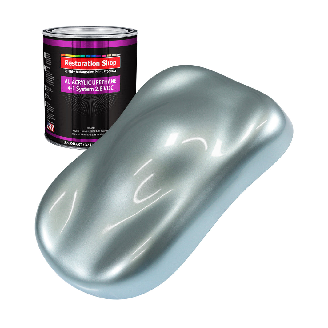 Silver Blue Metallic Acrylic Urethane Auto Paint - Quart Paint Color Only - Professional Single Stage High Gloss Automotive Car Truck Coating, 2.8 VOC