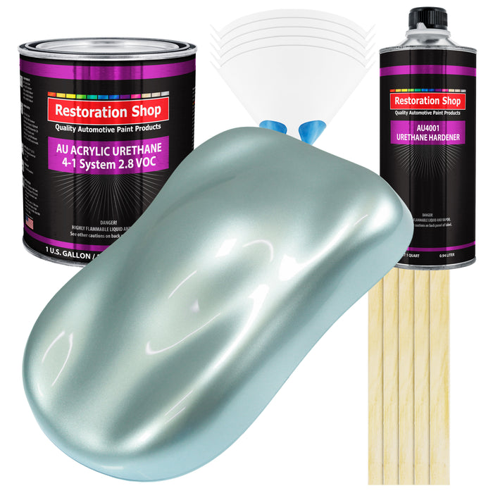 Frost Blue Metallic Acrylic Urethane Auto Paint - Complete Gallon Paint Kit - Professional Single Stage Automotive Car Coating, 4:1 Mix Ratio 2.8 VOC