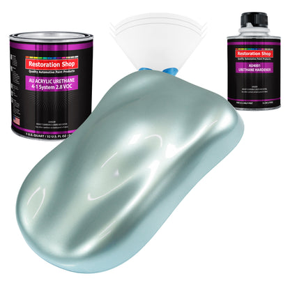 Frost Blue Metallic Acrylic Urethane Auto Paint - Complete Quart Paint Kit - Professional Single Stage Automotive Car Coating, 4:1 Mix Ratio 2.8 VOC