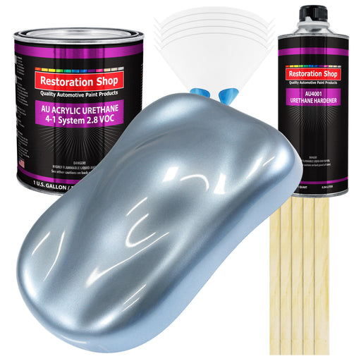 Glacier Blue Metallic Acrylic Urethane Auto Paint - Complete Gallon Paint Kit - Professional Single Stage Automotive Car Coating 4:1 Mix Ratio 2.8 VOC