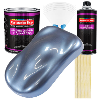 Sonic Blue Metallic Acrylic Urethane Auto Paint - Complete Gallon Paint Kit - Professional Single Stage Automotive Car Coating, 4:1 Mix Ratio 2.8 VOC
