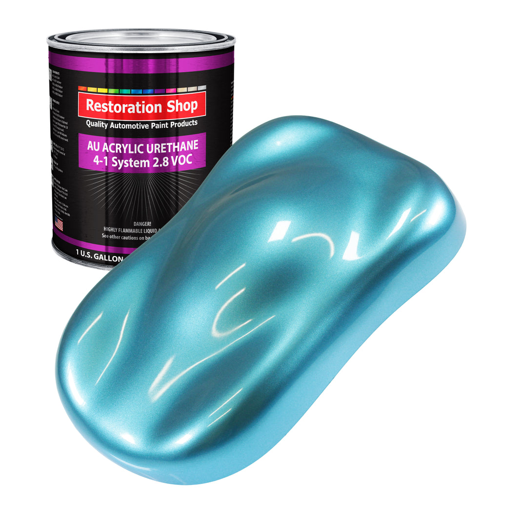 Azure Blue Metallic Acrylic Urethane Auto Paint - Gallon Paint Color Only - Professional Single Stage High Gloss Automotive Car Truck Coating, 2.8 VOC