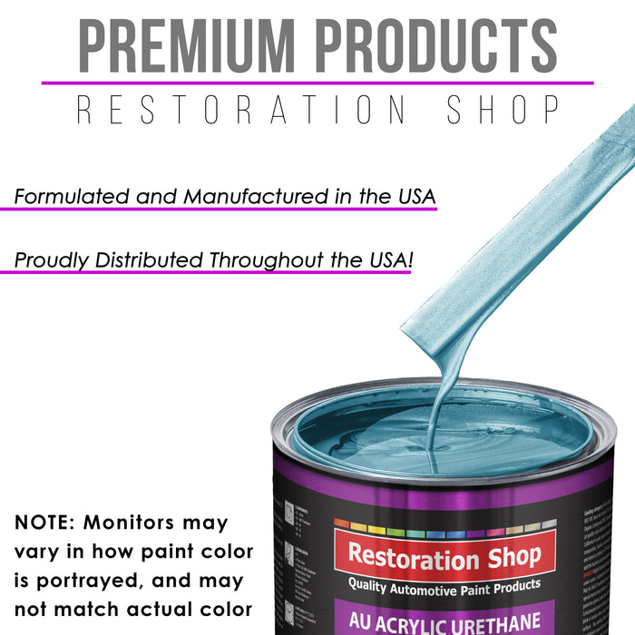 Azure Blue Metallic Acrylic Urethane Auto Paint - Complete Gallon Paint Kit - Professional Single Stage Automotive Car Coating, 4:1 Mix Ratio 2.8 VOC