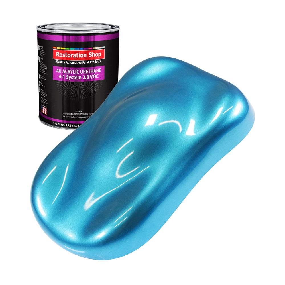 Electric Blue Metallic Acrylic Urethane Auto Paint - Quart Paint Color Only - Professional Single Stage Gloss Automotive Car Truck Coating 2.8 VOC