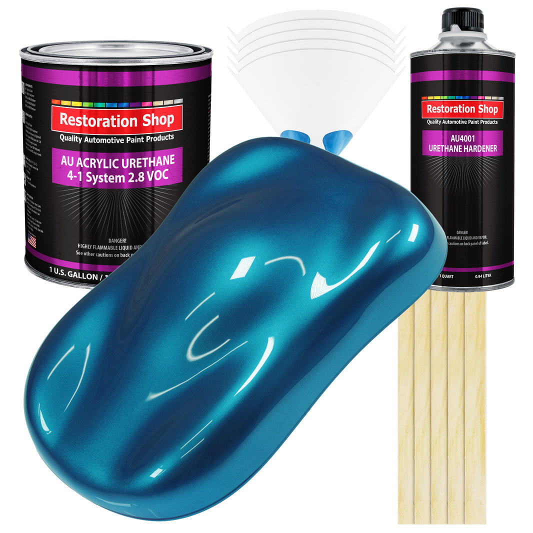 Cobra Blue Metallic Acrylic Urethane Auto Paint - Complete Gallon Paint Kit - Professional Single Stage Automotive Car Coating, 4:1 Mix Ratio 2.8 VOC