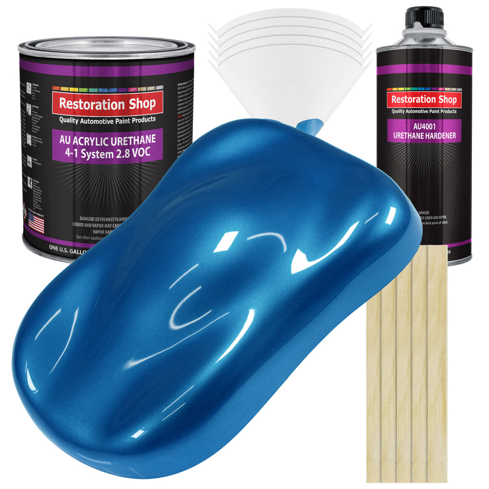 Viper Blue Metallic Acrylic Urethane Auto Paint - Complete Gallon Paint Kit - Professional Single Stage Automotive Car Coating, 4:1 Mix Ratio 2.8 VOC
