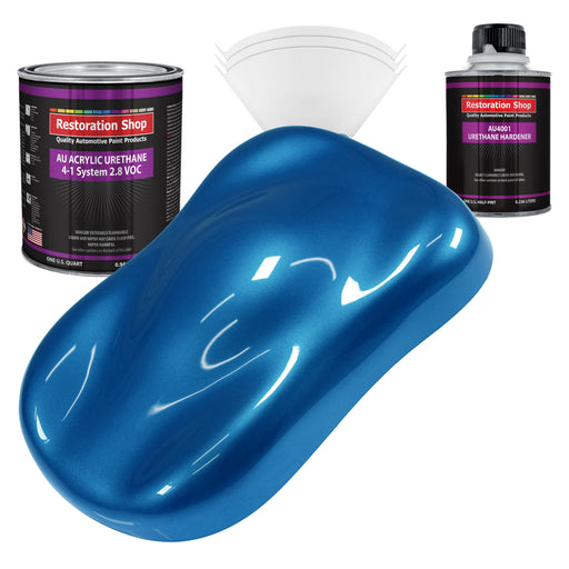 Viper Blue Metallic Acrylic Urethane Auto Paint - Complete Quart Paint Kit - Professional Single Stage Automotive Car Coating, 4:1 Mix Ratio 2.8 VOC