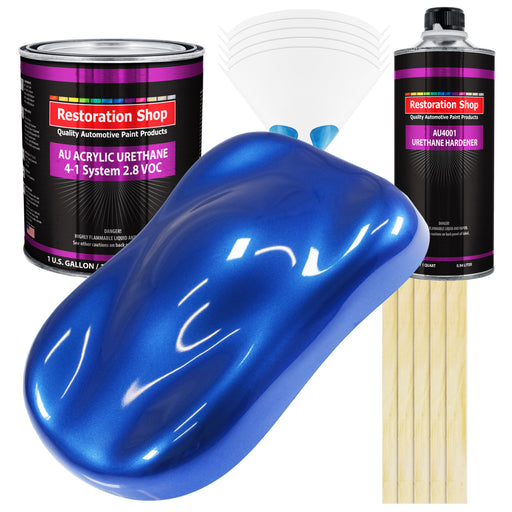 Daytona Blue Pearl Acrylic Urethane Auto Paint - Complete Gallon Paint Kit - Professional Single Stage Automotive Car Coating, 4:1 Mix Ratio 2.8 VOC