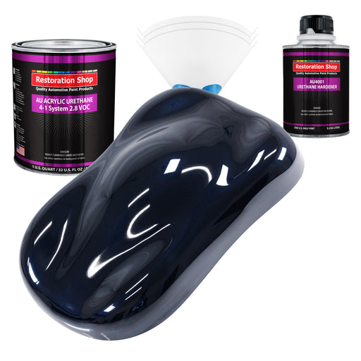 Nightwatch Blue Metallic Acrylic Urethane Auto Paint (Complete Quart Paint Kit) Professional Single Stage Automotive Car Coating 4:1 Mix Ratio 2.8 VOC