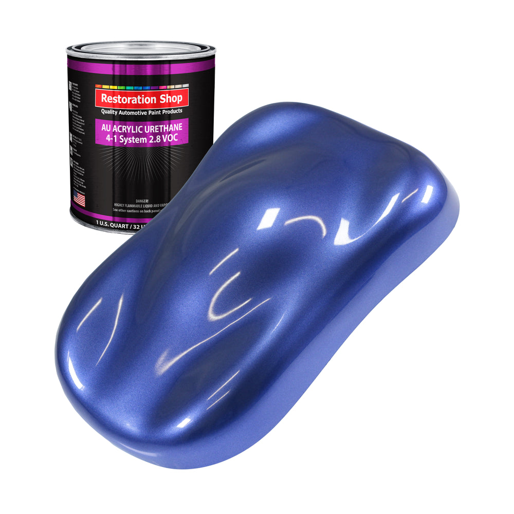 Indigo Blue Metallic Acrylic Urethane Auto Paint - Quart Paint Color Only - Professional Single Stage High Gloss Automotive Car Truck Coating, 2.8 VOC