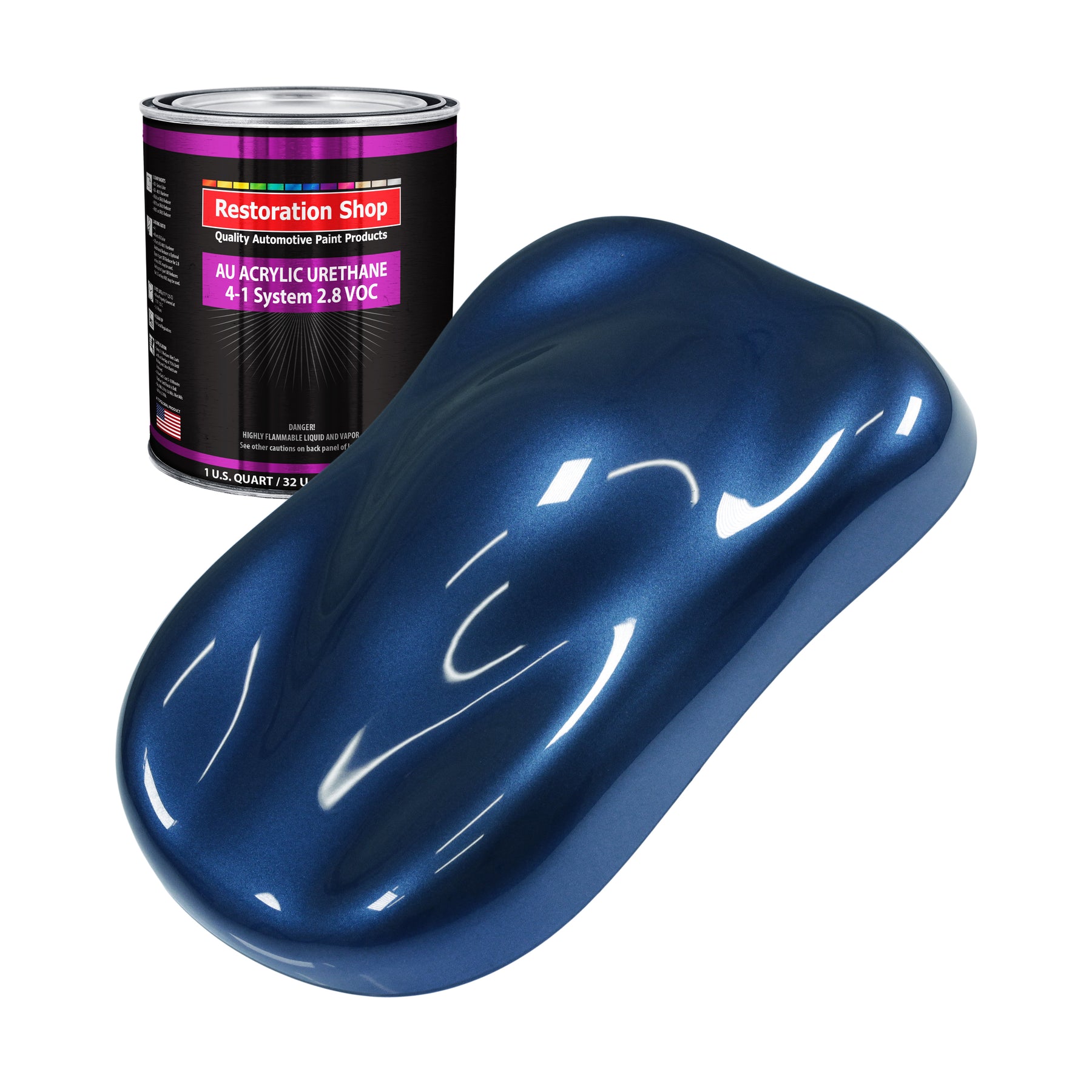 Restoration Shop - Sapphire Blue Metallic Acrylic Urethane Auto Paint - Quart Paint Color Only, Single Stage High Gloss