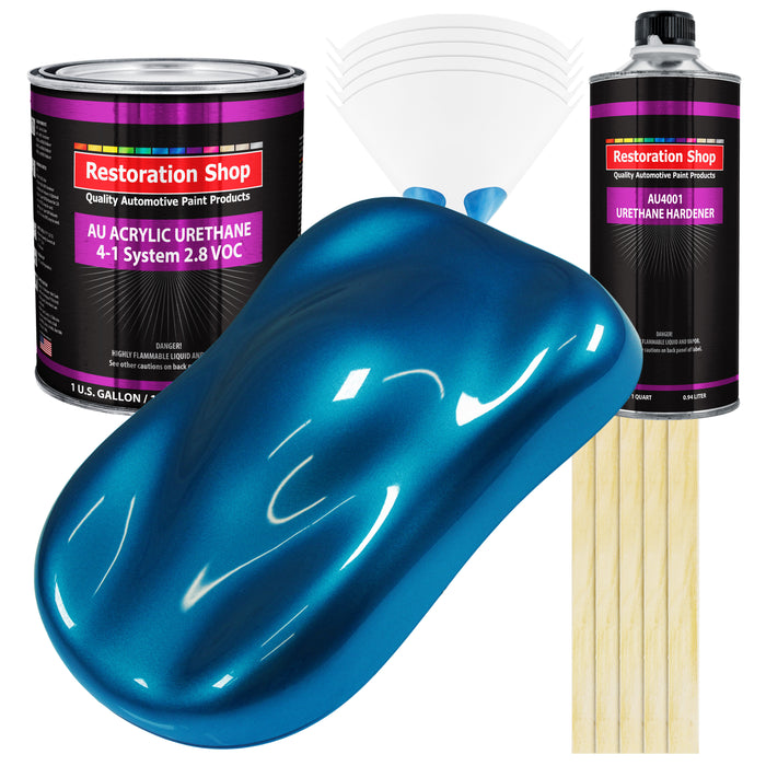 Cruise Night Blue Metallic Acrylic Urethane Auto Paint (Complete Gallon Paint Kit) Pro Single Stage Automotive Car Truck Coating 4:1 Mix Ratio 2.8 VOC