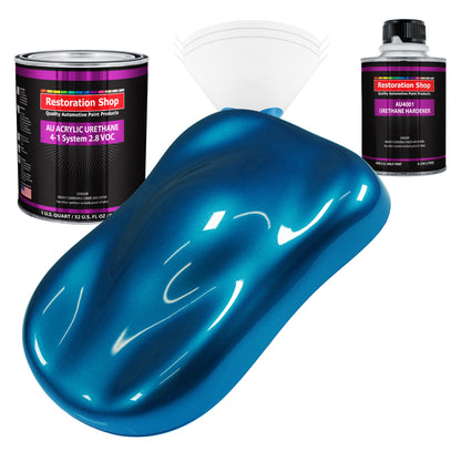 Cruise Night Blue Metallic Acrylic Urethane Auto Paint (Complete Quart Paint Kit) Pro Single Stage Automotive Car Truck Coating, 4:1 Mix Ratio 2.8 VOC