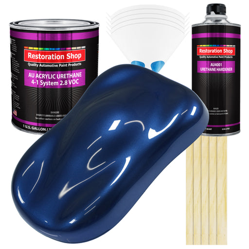Daytona Blue Metallic Acrylic Urethane Auto Paint - Complete Gallon Paint Kit - Professional Single Stage Automotive Car Coating 4:1 Mix Ratio 2.8 VOC