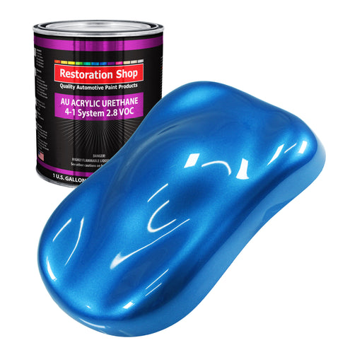 Fiji Blue Metallic Acrylic Urethane Auto Paint - Gallon Paint Color Only - Professional Single Stage High Gloss Automotive Car Truck Coating, 2.8 VOC