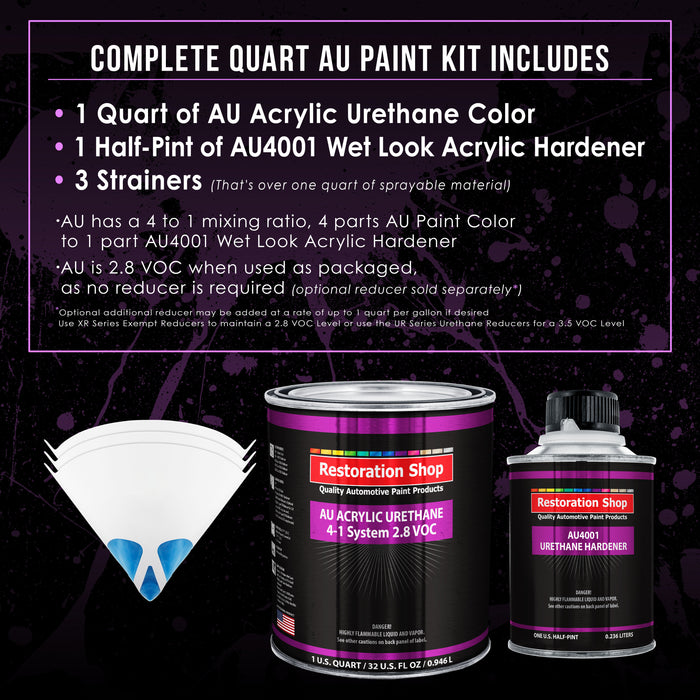 Fiji Blue Metallic Acrylic Urethane Auto Paint - Complete Quart Paint Kit - Professional Single Stage Automotive Car Coating, 4:1 Mix Ratio 2.8 VOC