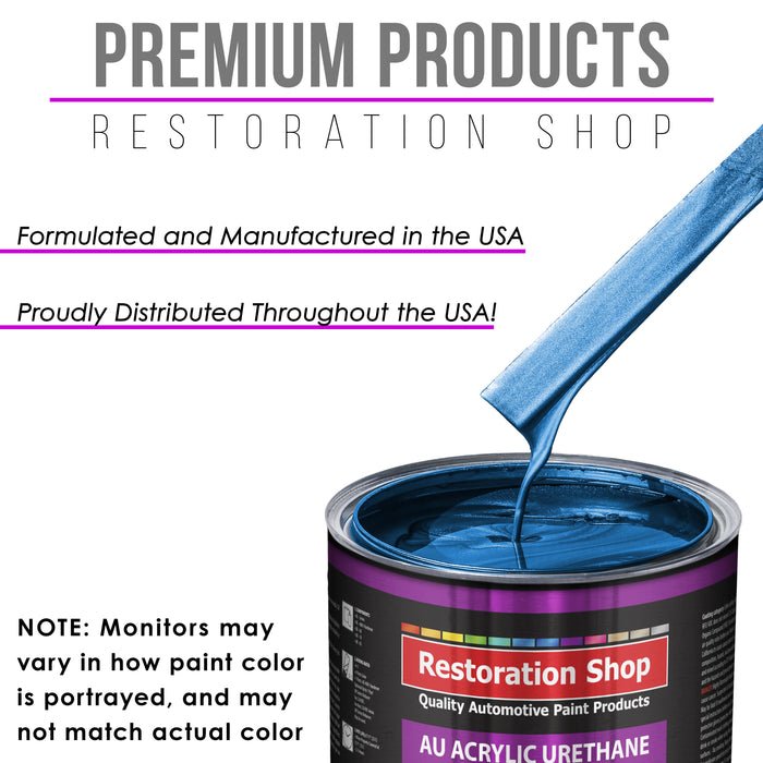 Fiji Blue Metallic Acrylic Urethane Auto Paint - Complete Quart Paint Kit - Professional Single Stage Automotive Car Coating, 4:1 Mix Ratio 2.8 VOC
