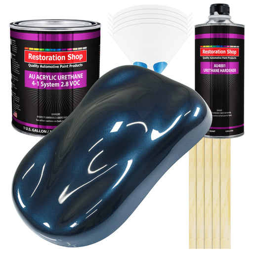 Moonlight Drive Blue Metallic Acrylic Urethane Auto Paint - Complete Gallon Paint Kit - Pro Single Stage Automotive Car Coating, 4:1 Mix Ratio 2.8 VOC